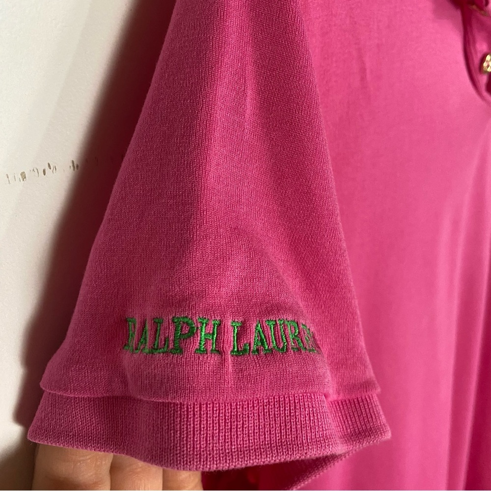Ralph Lauren Womens Tailored Golf Fit Pink Polo Shirt size M Big Pony Preppy Y2K - Picture 9 of 15
